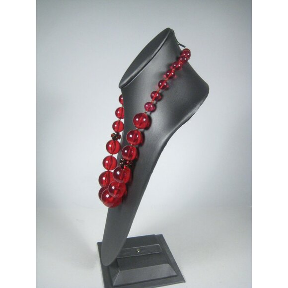 Kate Spade New York Red Lucite Ball Beaded Necklace Designer Signed 26 inch - Picture 11 of 12